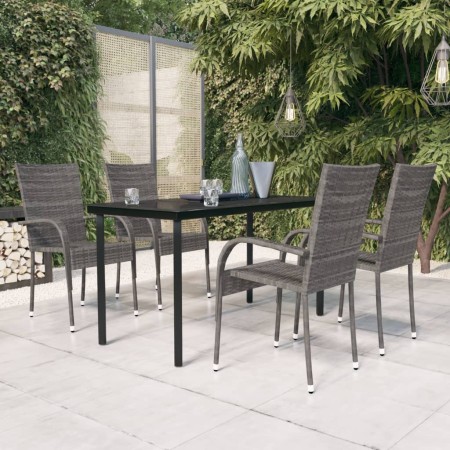 Juego de comedor de jardín 5 piezas gris y negro de , Conjuntos de jardín - Ref: Foro24-3099391, Precio: 285,49 €, Descuento: %