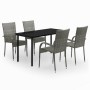 Juego de comedor de jardín 5 piezas gris y negro de , Conjuntos de jardín - Ref: Foro24-3099391, Precio: 285,49 €, Descuento: %