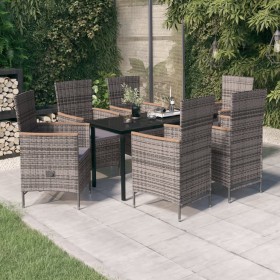 7-piece garden dining set with gray cushions by , Garden sets - Ref: Foro24-3099434, Price: 1,00 €, Discount: %