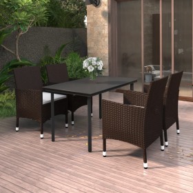 Set comedor de jardín 5 pzas y cojines ratán sintético y vidrio de , Conjuntos de jardín - Ref: Foro24-3099675, Precio: 328,9...