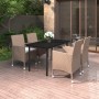 Set comedor de jardín 5 pzas y cojines ratán sintético y vidrio de , Conjuntos de jardín - Ref: Foro24-3099705, Precio: 381,9...