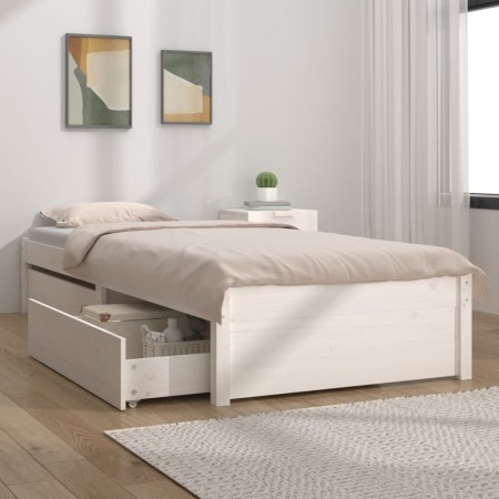 Estructura de cama con cajones blanco 100x200 cm de , Camas y somieres - Ref: Foro24-3103469, Precio: 212,52 €, Descuento: %