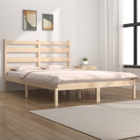 Solid pine wood bed frame 140x190 cm by , Beds and slatted bases - Ref: Foro24-3103628, Price: 106,99 €, Discount: %