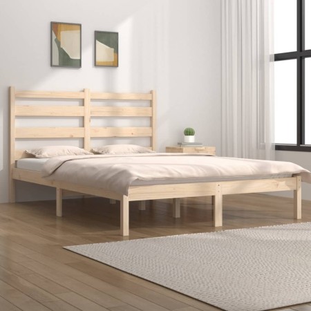 Estructura de cama de madera maciza de pino 140x190 cm de , Camas y somieres - Ref: Foro24-3103628, Precio: 106,61 €, Descuen...