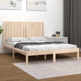 Estructura de cama madera maciza de pino 135x190 cm de , Camas y somieres - Ref: Foro24-3104388, Precio: 140,99 €, Descuento: %