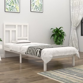 Estructura de cama madera maciza de pino blanco 90x190 cm de , Camas y somieres - Ref: Foro24-3104509, Precio: 90,99 €, Descu...