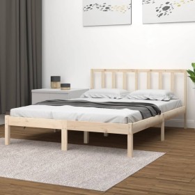 Solid pine wood bed frame 160x200 cm by , Beds and slatted bases - Ref: Foro24-3105081, Price: 126,08 €, Discount: %