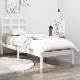 White solid wood single bed frame 90x190 cm by , Beds and slatted bases - Ref: Foro24-3105436, Price: 86,99 €, Discount: %