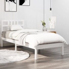 White single solid wood bed frame 75x190 cm by , Beds and slatted bases - Ref: Foro24-3105366, Price: 93,04 €, Discount: %