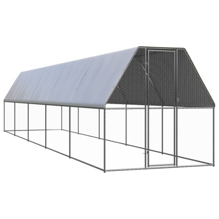 Jaula gallinero de exterior de acero galvanizado 2x10x2 m de , Jaulas y habitáculos para animales pequeños - Ref: Foro24-3154...