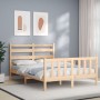 Bed frame with solid wood headboard 140x200 cm by , Beds and slatted bases - Ref: Foro24-3192036, Price: 117,79 €, Discount: %