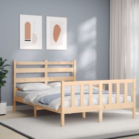 Bed frame with solid wood headboard 140x200 cm by , Beds and slatted bases - Ref: Foro24-3192036, Price: 117,89 €, Discount: %