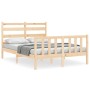 Bed frame with solid wood headboard 140x200 cm by , Beds and slatted bases - Ref: Foro24-3192036, Price: 117,79 €, Discount: %