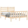 Bed frame with solid wood headboard 140x200 cm by , Beds and slatted bases - Ref: Foro24-3192036, Price: 117,79 €, Discount: %