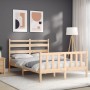 Bed frame with solid wood headboard 140x200 cm by , Beds and slatted bases - Ref: Foro24-3192036, Price: 117,79 €, Discount: %