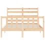 Bed frame with solid wood headboard 140x200 cm by , Beds and slatted bases - Ref: Foro24-3192036, Price: 117,79 €, Discount: %