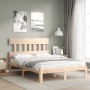 Bed frame with solid wood headboard 140x200 cm by , Beds and slatted bases - Ref: Foro24-3193596, Price: 117,72 €, Discount: %