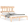 Bed frame with solid wood headboard 140x200 cm by , Beds and slatted bases - Ref: Foro24-3193596, Price: 117,72 €, Discount: %