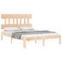 Bed frame with solid wood headboard 140x200 cm by , Beds and slatted bases - Ref: Foro24-3193596, Price: 117,72 €, Discount: %