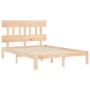 Bed frame with solid wood headboard 140x200 cm by , Beds and slatted bases - Ref: Foro24-3193596, Price: 117,72 €, Discount: %