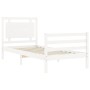 Estructura de cama con cabecero madera maciza blanco de , Camas y somieres - Ref: Foro24-3194017, Precio: 101,99 €, Descuento: %