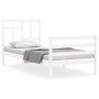 White solid wood bed frame with headboard by , Beds and slatted bases - Ref: Foro24-3194927, Price: 97,99 €, Discount: %