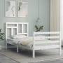 White solid wood bed frame with headboard by , Beds and slatted bases - Ref: Foro24-3194927, Price: 97,99 €, Discount: %