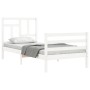 White solid wood bed frame with headboard by , Beds and slatted bases - Ref: Foro24-3194927, Price: 97,99 €, Discount: %