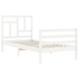 White solid wood bed frame with headboard by , Beds and slatted bases - Ref: Foro24-3194927, Price: 97,99 €, Discount: %