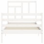 White solid wood bed frame with headboard by , Beds and slatted bases - Ref: Foro24-3194927, Price: 97,99 €, Discount: %