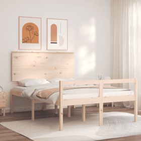 Double bed for seniors with solid wood headboard by , Beds and slatted bases - Ref: Foro24-3195451, Price: 140,99 €, Discount: %