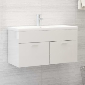 Mueble con lavabo madera de ingeniería blanco brillante de , Tocadores de baño - Ref: Foro24-3070844, Precio: 216,90 €, Descu...