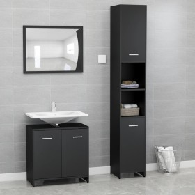 3-piece bathroom furniture set made of black engineered wood by , Bathroom furniture - Ref: Foro24-3056917, Price: 156,90 €, ...