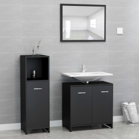 Juego muebles de baño 3 pzas madera de ingeniería negro de , Muebles de baño - Ref: Foro24-3056908, Precio: 130,58 €, Descuen...