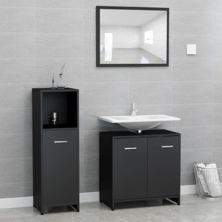 Juego muebles de baño 3 pzas madera de ingeniería negro de , Muebles de baño - Ref: Foro24-3056908, Precio: 121,36 €, Descuen...