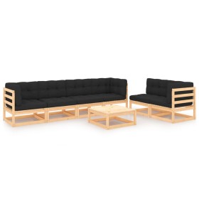 7-piece garden furniture set with solid pine wood cushions by , Garden sets - Ref: Foro24-3083791, Price: 593,99 €, Discount: %