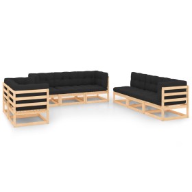 Garden furniture 8 pieces and solid pine wood cushions by , Garden sets - Ref: Foro24-3083808, Price: 734,99 €, Discount: %