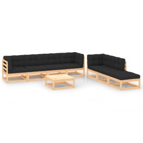 Garden furniture 8 pieces and solid pine wood cushions by , Garden sets - Ref: Foro24-3083815, Price: 625,74 €, Discount: %