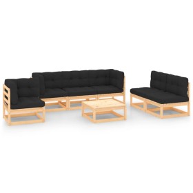 7-piece garden furniture set with solid pine wood cushions by , Garden sets - Ref: Foro24-3083822, Price: 596,01 €, Discount: %