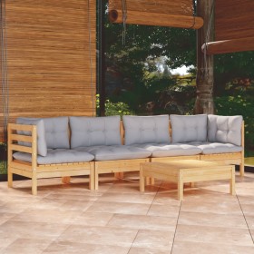 Juego de muebles de jardín 5 pzas y cojines madera maciza pino de , Conjuntos de jardín - Ref: Foro24-3096153, Precio: 372,99...