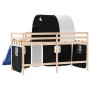 Cama alta niños con túnel madera pino blanco negro 90x200 cm de , Camas y somieres - Ref: Foro24-3207045, Precio: 286,27 €, D...