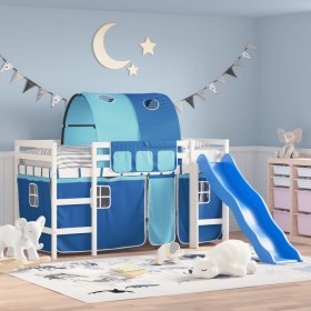 Cama alta para niños con túnel madera pino azul 90x190 cm de , Camas y somieres - Ref: Foro24-3207058, Precio: 280,51 €, Desc...