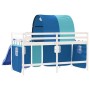 High bed for children with blue pine wood tunnel 90x190 cm by , Beds and slatted bases - Ref: Foro24-3207058, Price: 290,01 €...