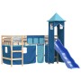 Cama alta para niños con torre madera pino azul 80x200 cm de , Camas y somieres - Ref: Foro24-3207064, Precio: 257,81 €, Desc...