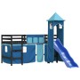 Cama alta para niños con torre madera pino azul 90x200 cm de , Camas y somieres - Ref: Foro24-3207079, Precio: 285,39 €, Desc...