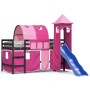 Cama alta para niños con torre madera pino rosa 80x200 cm de , Camas y somieres - Ref: Foro24-3207098, Precio: 290,84 €, Desc...