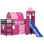 Cama alta para niños con torre madera pino rosa 80x200 cm de , Camas y somieres - Ref: Foro24-3207098, Precio: 290,84 €, Desc...