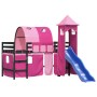 Cama alta para niños con torre madera pino rosa 80x200 cm de , Camas y somieres - Ref: Foro24-3207098, Precio: 290,84 €, Desc...