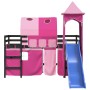 Cama alta para niños con torre madera pino rosa 80x200 cm de , Camas y somieres - Ref: Foro24-3207098, Precio: 290,84 €, Desc...