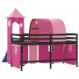 High bed for children with pink pine wood tower 80x200 cm by , Beds and slatted bases - Ref: Foro24-3207098, Price: 290,99 €,...